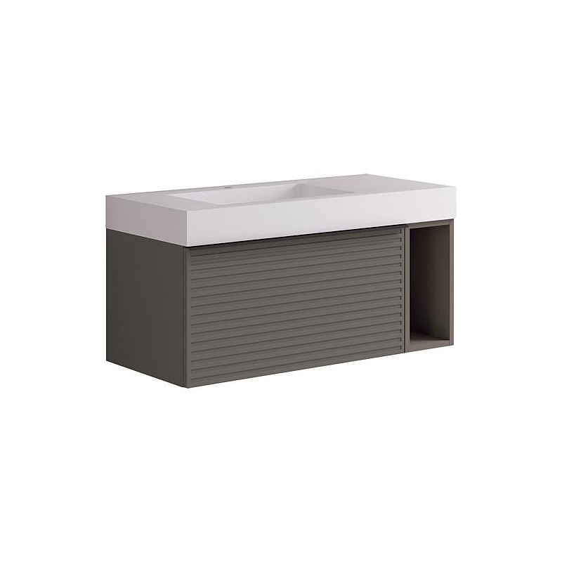 Meuble sous-vasque avec vasque Blies Gris Carbone avec étagère ouverte, 1005x500x460mm