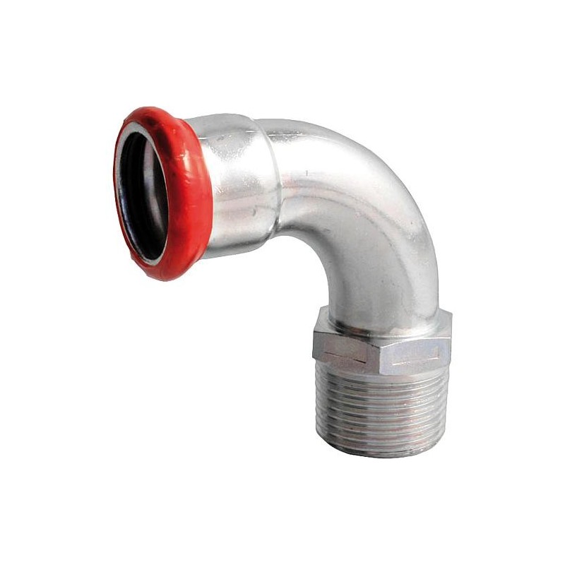 Raccord à sertir en acier au carbone, contour M, coude de jonction (fil. femelle/mâle) 28 mm x DN20 (3/4’’)