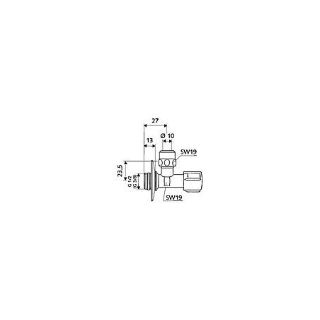 Vanne d’angle Schell Comfort modèle court 1/2" x 3/8" x 10mm autoétanche chrome