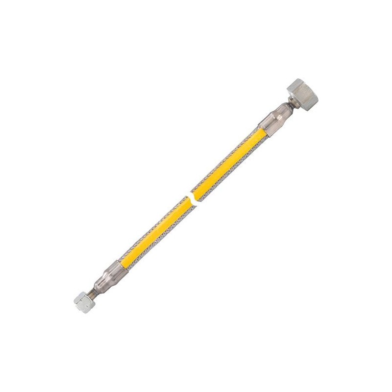 Tuyau flexible ondulé en acier inoxydable type MWS, G1/4 "filetage gauche-écrou-tournant x femelle Rp1/2", longueur 1000mm