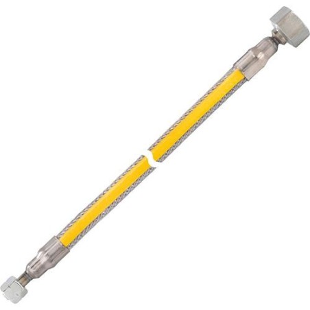 Tuyau flexible ondulé en acier inoxydable type MWS, G1/4 "filetage gauche-écrou-tournant x femelle Rp1/2", longueur 1000mm