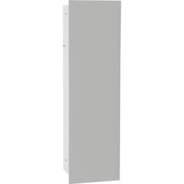 Niche à encastrer en inox pour WC hauteur 600 intérieur inox brossé, 1 porte noire, droite