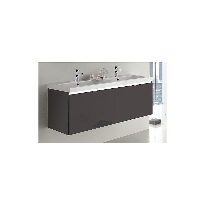 Meuble sous-vasque + vasque en fonte minérale EPIC anthracite brillant 2 tiroirs 1210x580x510mm