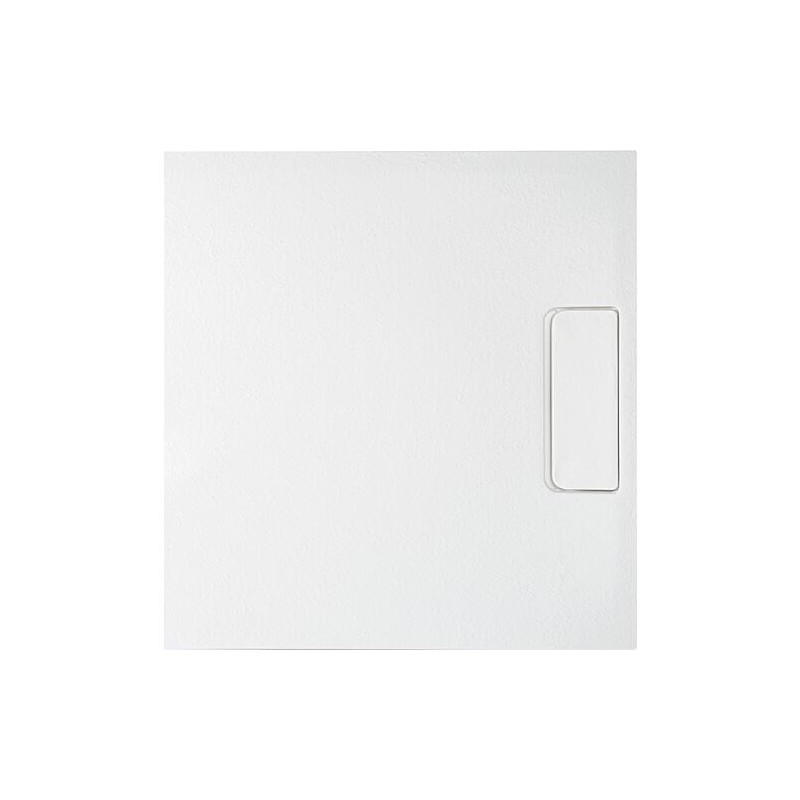 Receveur de douche Douron 800 x 35 x 800 mm avec structure en pierre fonte minérale blanc mat, écoul. 52 mm