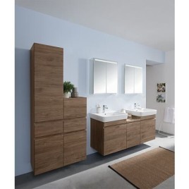 Armoire haute Geberit Renova Plan 2 portes, 1 tiroir, 390x1800x360 mm noyer hickory