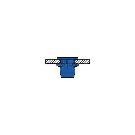 Ecrous à sertir aveugle en acier torsadé tête réduite M 5 x 7 x 12,5 UE 500