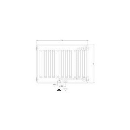 Radiateur profilé PLATTELLA V6 C raccordement central 6-raccords, Type 22/600/600, couleur blanc RAL 9016
