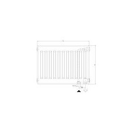 Radiateur profilé PLATTELLA V6 L raccordement standard 6-raccords, Type 22/300/2400, couleur blanc RAL 9016