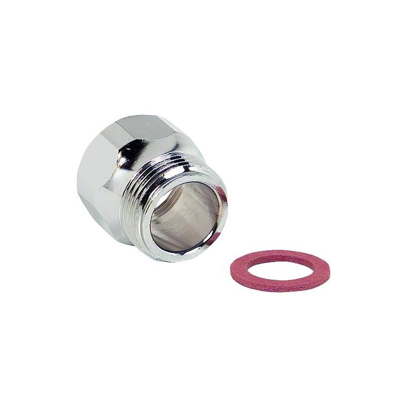 Reduction laiton chrome fil fem 3/4", fil mâle 3/4" avec trou 18 mm pour becs mobiles ,