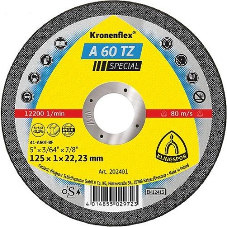 Disque de découpage KLINGSPOR 125x1,0x22,23mm