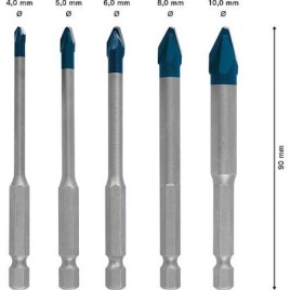Kit Foret carrelage BOSCH 5 pcs. HardCeramic Ø 4/8/6/8/10 mm avec 1/4" hexag.