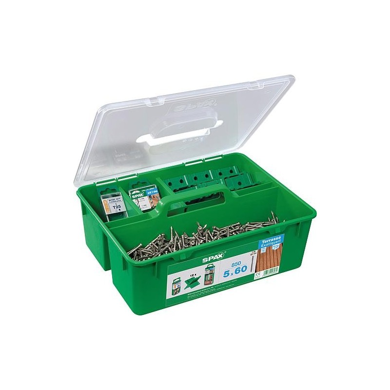 Kit Vis à tête cylindrique Spax inox A2, 850 pieces Ø 5,0x60 mm, Green Box