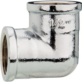 Raccord coude 90° bilateral 1/2" fem x fem laiton chromé