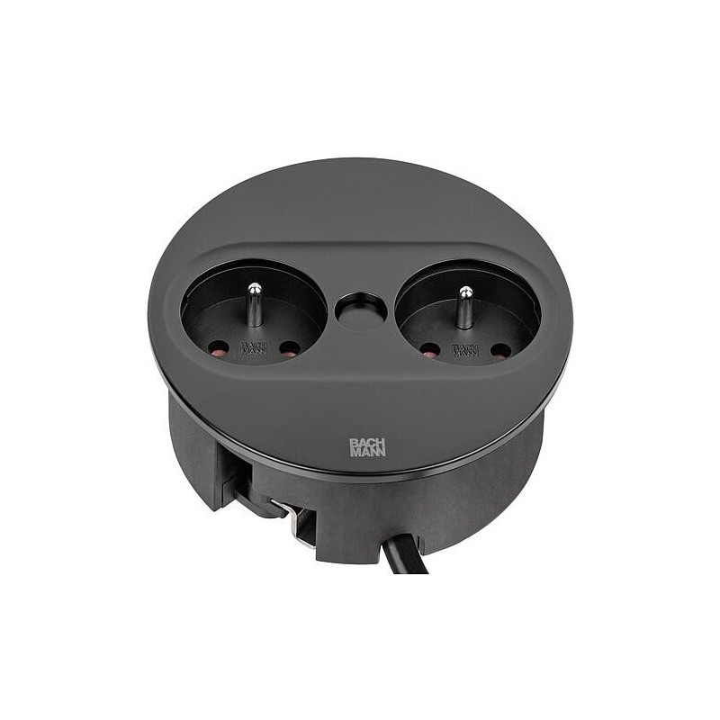 Bachmann TWIST 2 prise de table, 2x UTE, noir mat, ronde, France