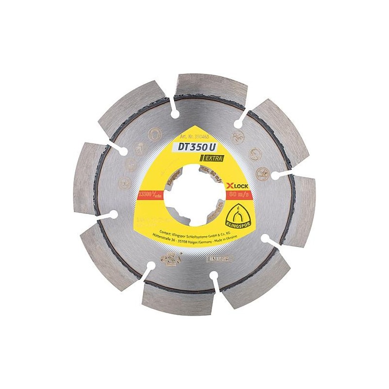 Disque à tronçonner diamant KLINGSPOR DT 350 U EXTRA X-LOCK 115 x 22,23 mm Denture standard 8 segments