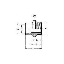 PVC-U - Raccord adhesif Manchon raccord de reduction 75/63 mm x 2", filet male ,