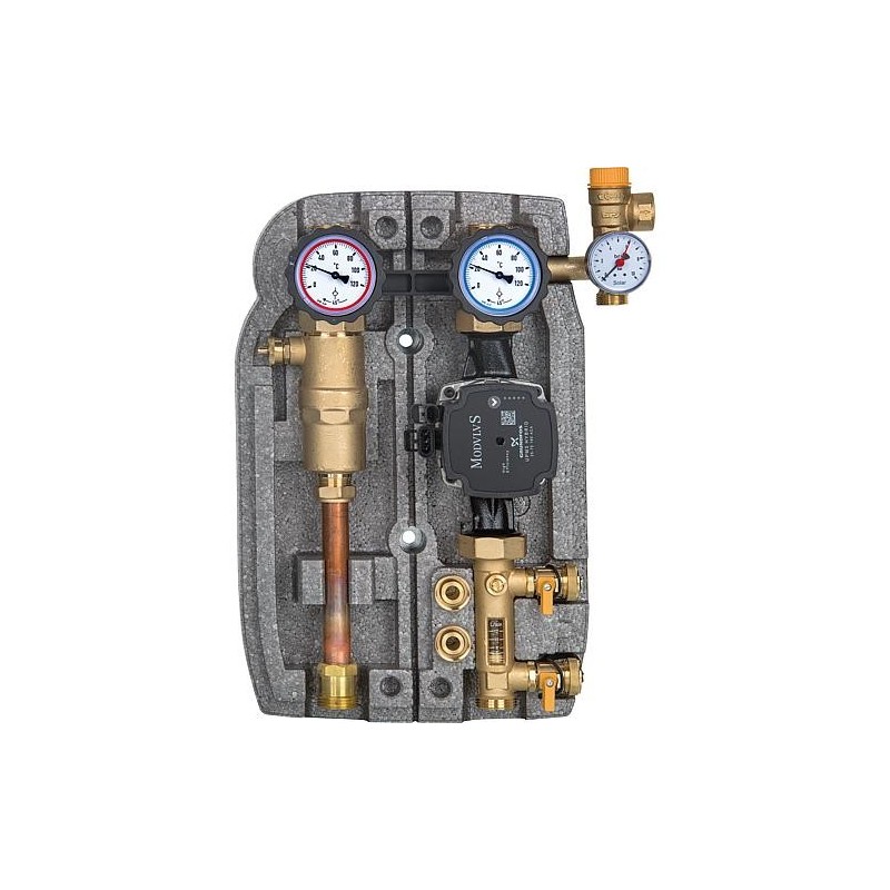 Reservoir solaire Easyflow DN25(1"),2 circuits, 2-12l/min sep. d’air,Grundfos UPM3 hybride 25-70
