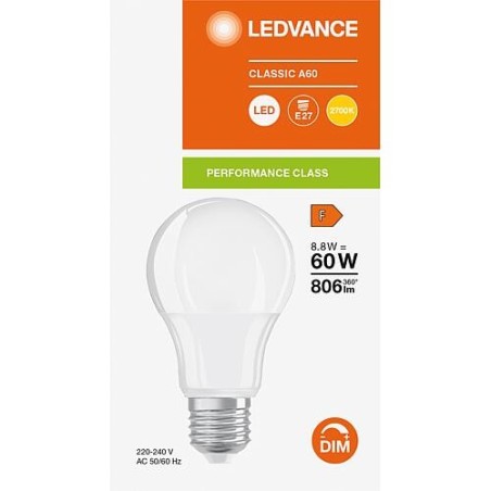 Lampes LED 8.8W, 230V, E27, 2700K