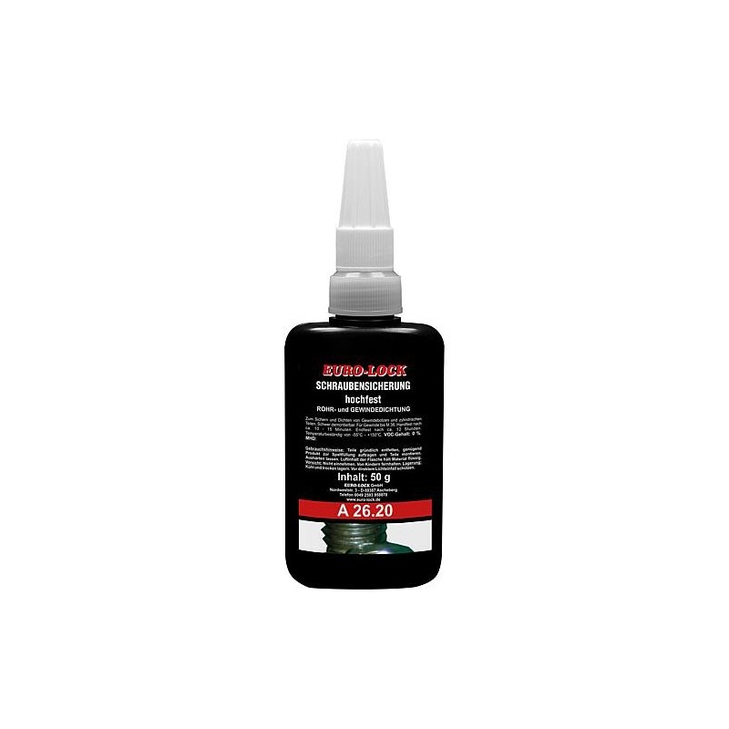 Agent de blocage des vis, haute résistance, EURO-LOCK A 26.20 flacon doseur 50g