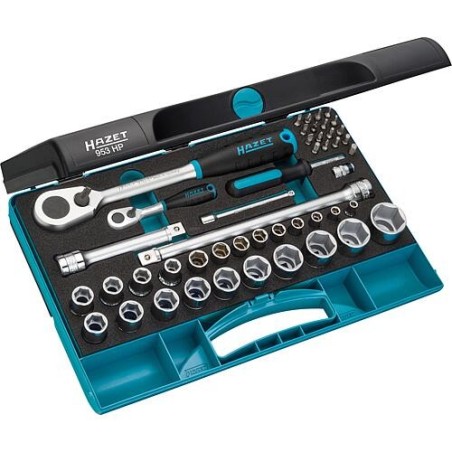 Jeu de douilles HAZET 1/4«  et 1/2 » 47 pièces avec coffret plastique