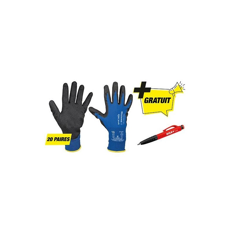 Paquet de gants de montage taille XXL avec marqueur de perçage gratuit