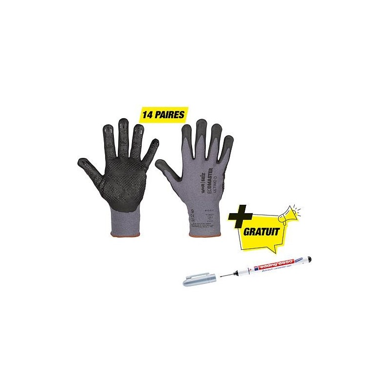 Paquet de gants de montage Ultimo T.L avec marqueur de perçage gratuit