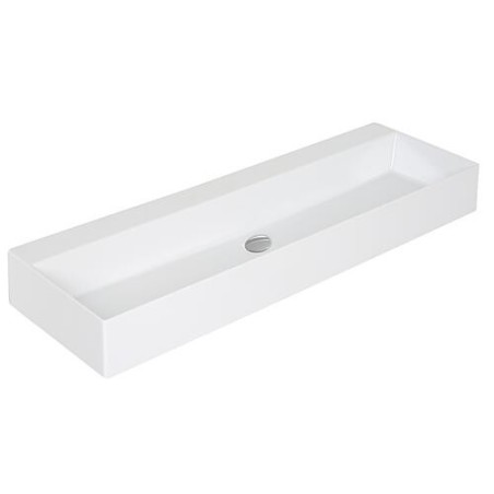 Vasque Elayla 1220x130x450 mm sans trou de robinet en céramique, blanc