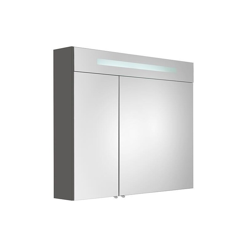Armoire à glace avec Cache en verre graphite mat 2 portes 900x740x160 mm