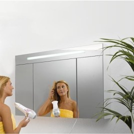 Armoire à glace avec Cache brillant graphite 3 portes 1200x740x160 mm
