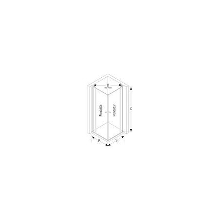 Cabine de douche accès d'angle TwiggyPlus 2X porte pivotante 2X éléments fixes porte 4mm élément fixe 6 mm 865-885/865-885 mm