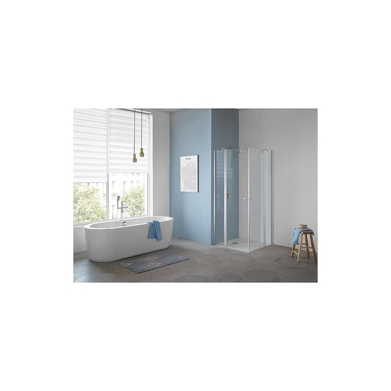 Cabine de douche accès d'angle TwiggyPlus 2X porte pivotante 2X éléments fixes porte 4mm élément fixe 6 mm 865-885/965-985 mm