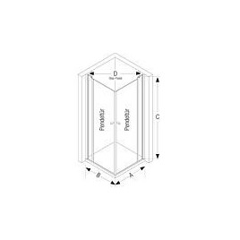 Cabine de douche accès d'angle TwiggyPlus 2X porte pivotante 2X éléments fixes porte 4mm élément fixe 6 mm 865-885/965-985 mm