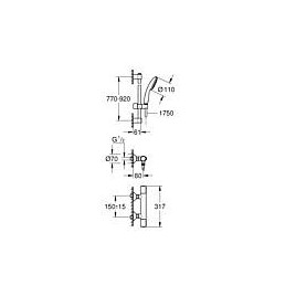 Brausethermostat-Set Grohe Grohtherm 500 Brausestange 900 mm, Handbrause Ø 110 mm und Brauseschlauch chrom