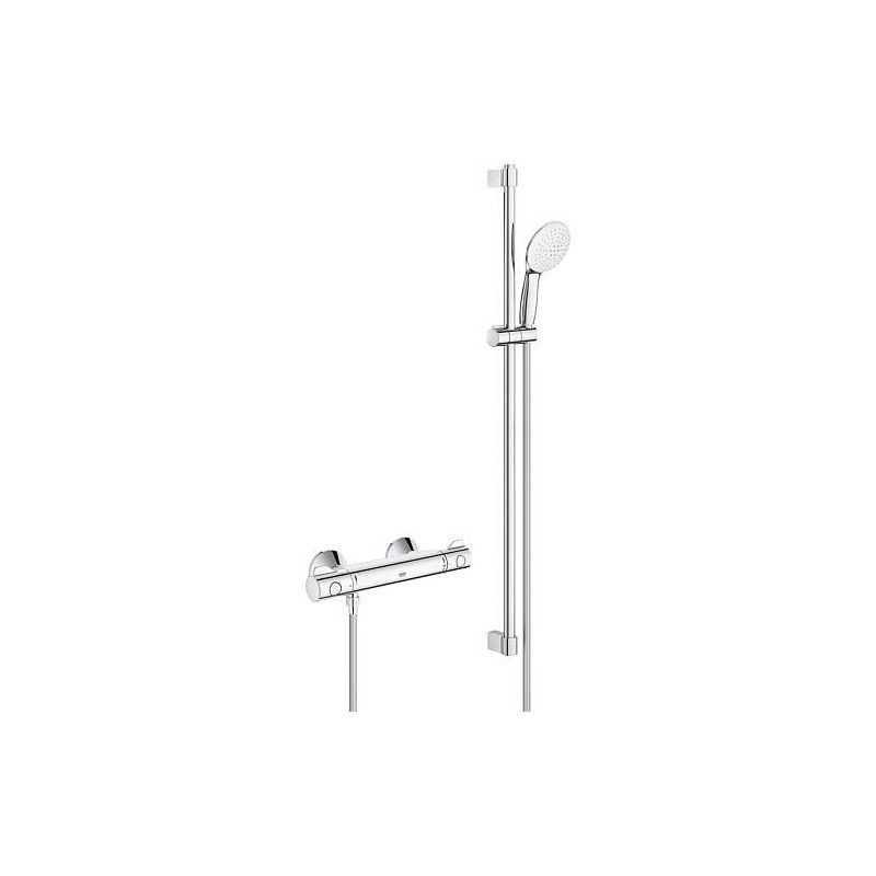 Kit de douche avec thermostat Grohe Grohtherm 800 avec barre de douche de 900 mm, pomme de douche à main Ø 110 mm et flexible