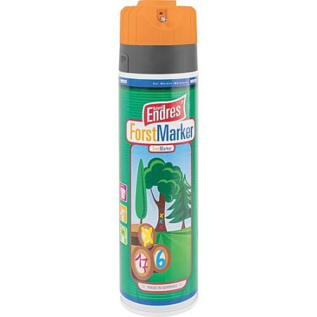 Spray de marquage orange fluo - contrôlé KWF Roland Endres Forst-Marker Ergo 360°, aérosol 500ml
