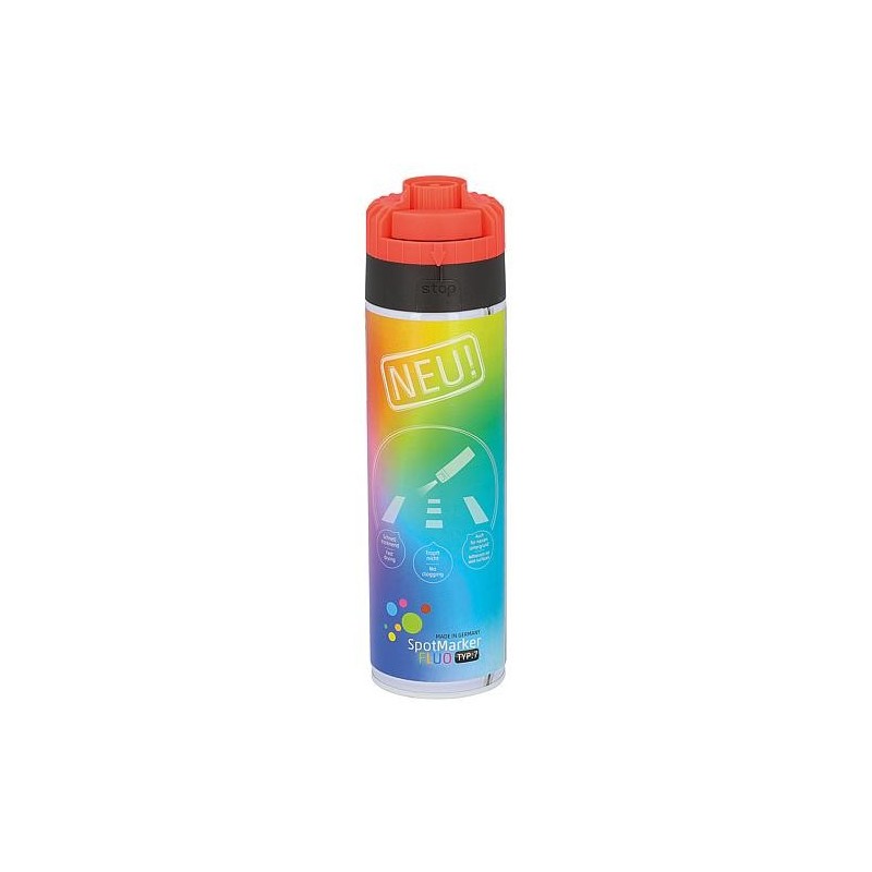 Spray de marquage rouge fluo Roland Endres SpotMarker TYP7 360°, bombe aérosol 500ml