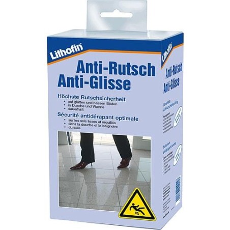 Antidérapant LITHOFIN - 5 produits : pré-nettoyant, fluide antidérapant, 2 éponges, gants, 1 kit