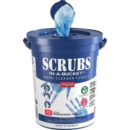 Lingettes nettoyantes SCRUBS IN-A-BUCKET recipient avec 30 lingettes