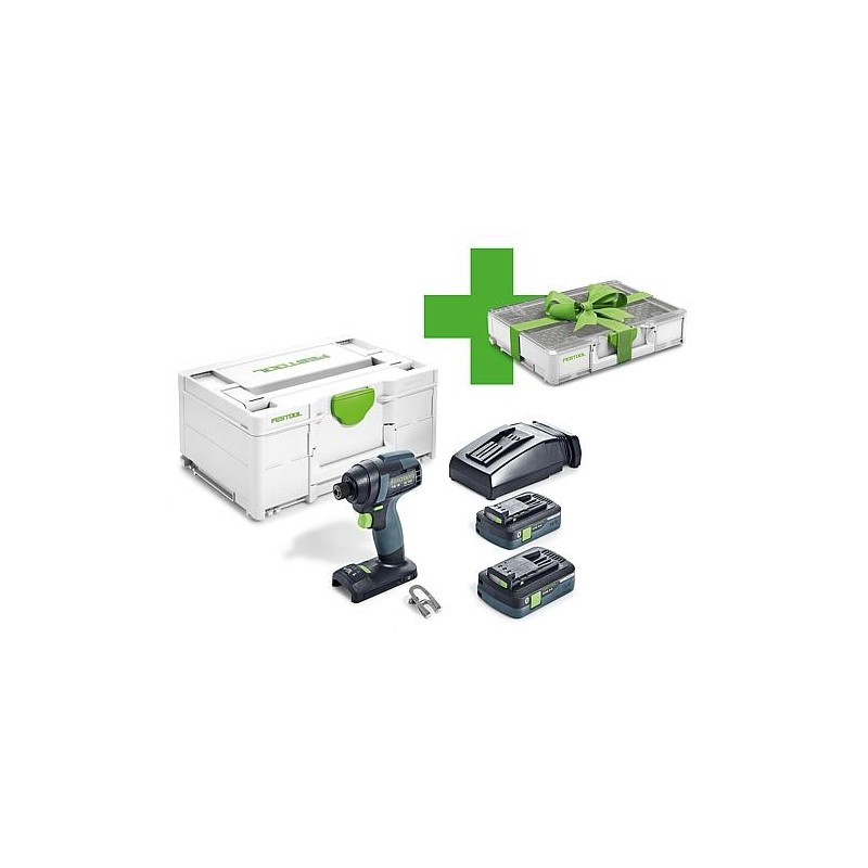 Visseuse à percussion sans fil Festool 18V TID 18 HPC 4.0 I-Plus avec 2x 4.0 Ah batteries et chargeur systainer inclus