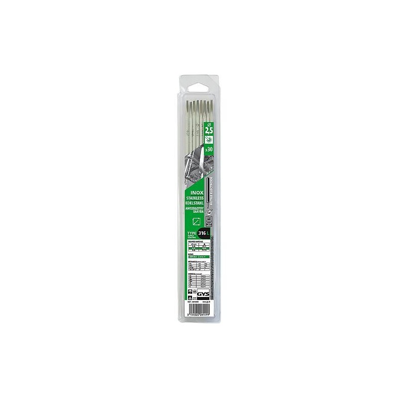 Electrodes en inox - 316 L - Ø 2,5 mm - blister UE 30
