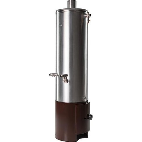 Chauffe-eau sans pression, 100L, combustion bois et charbon marron et gris, sans mitigeur