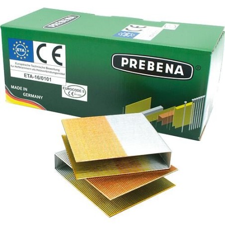 Agrafes à dos large type WP 75 mm, hautement zinguées-résinées, évaluation ETA, UE : 2900 pcs.