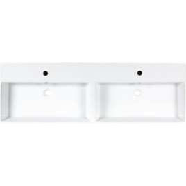 Double vasque Elayla avec trou de robinet en céramique, blanc 1420x130x450 mm