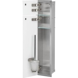 Niche à encastrer en inox pour WC Zero hauteur 800 inox brossé , 2 portes blanches, droite