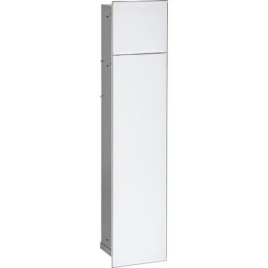 Niche à encastrer en inox pour WC Zero hauteur 800 inox brossé , 2 portes blanches, droite