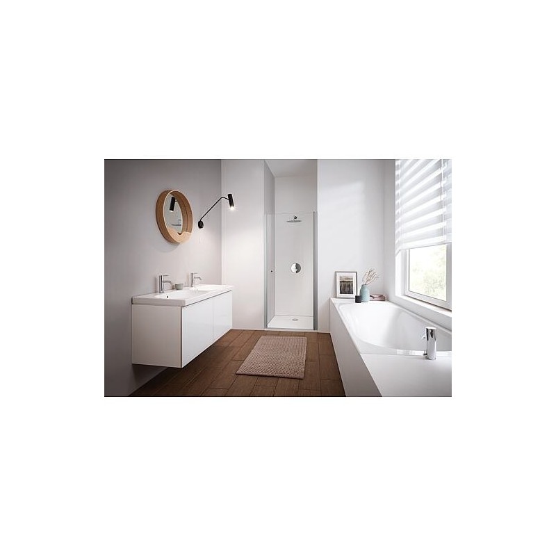 Porte battante 1 élément Koralle TwiggyPlus profilé argent mat l. : 770-810 mm H. : 2000 mm 6 mm verre revêtement