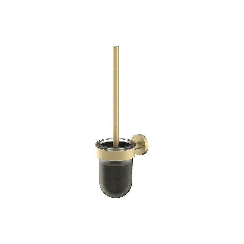 Ensemble porte-brosse WC avec support mural laiton / acier inoxydable / bronze clair
