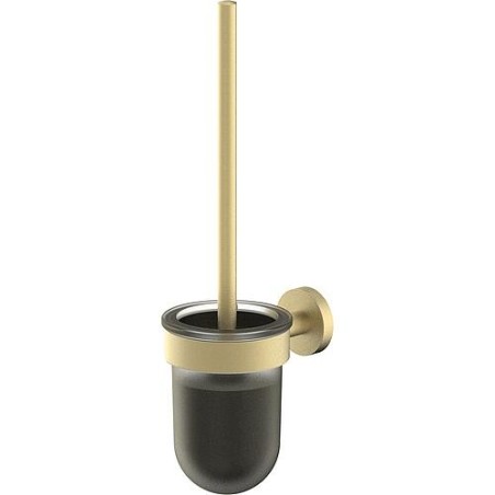 Ensemble porte-brosse WC avec support mural laiton / acier inoxydable / bronze clair