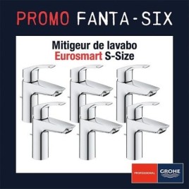 Six-Pack paquet économique 6x Mitigeur de lavabo Grohe Eurosmart S-Size
