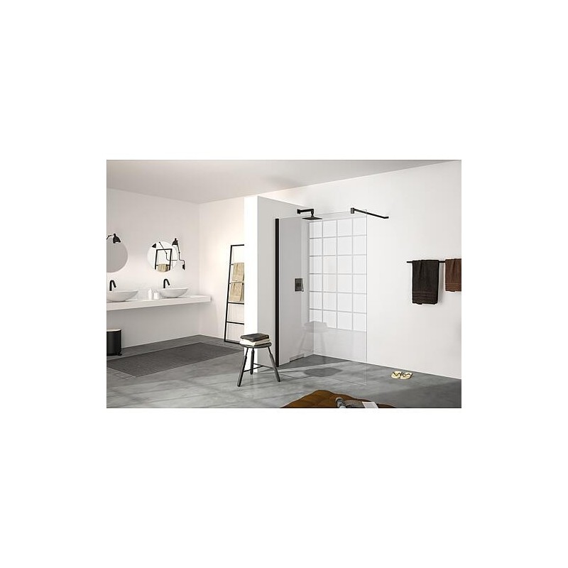 Paroi de douche en verre Hüppe Select+ avec kit de profilés muraux, LxHxP:900-1010x2000x6 mm ETC argent mat